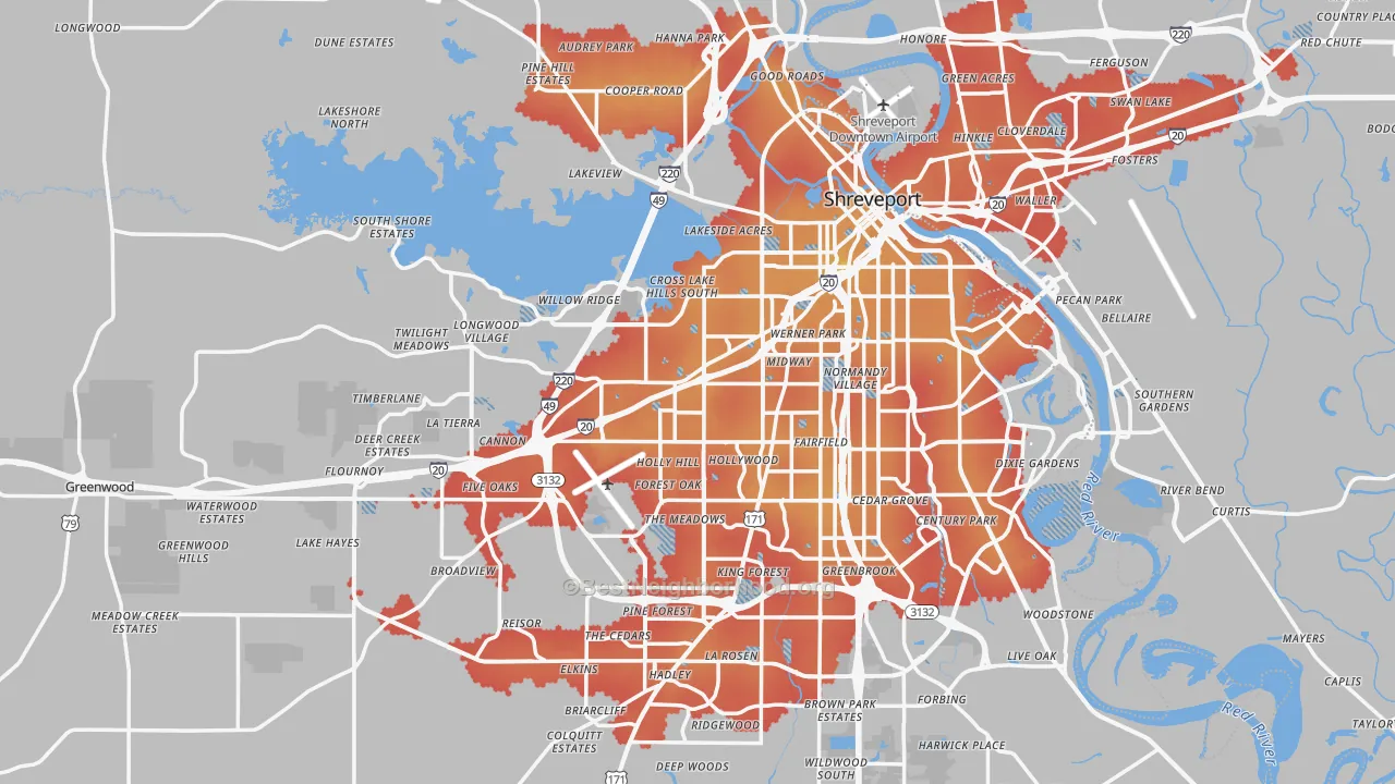 Transit Grade map of Caddo Parish, LA