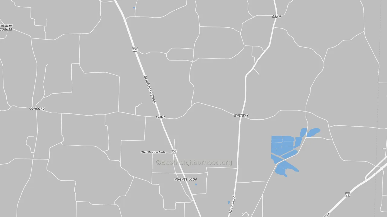 Transit Grade map of Cades, TN