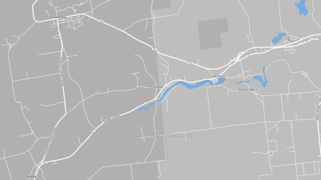 Transit Grade map of Cadyville, NY