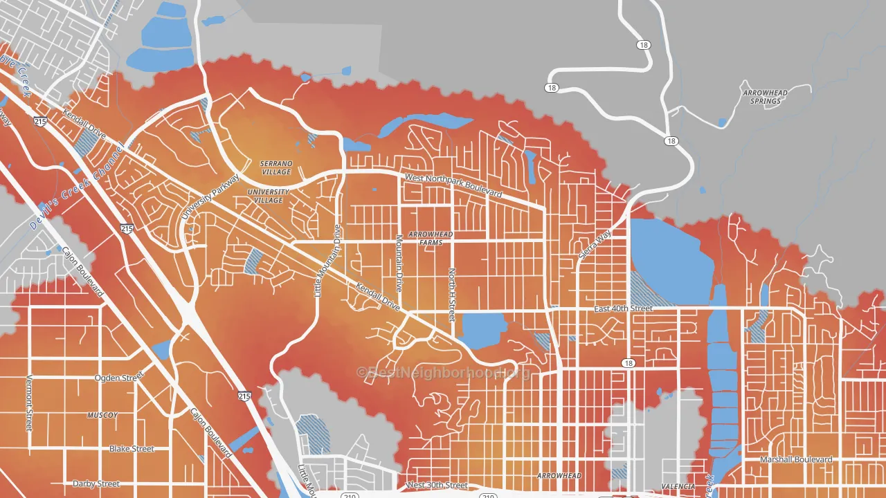 Transit Grade map of Cajon, San Bernardino, CA