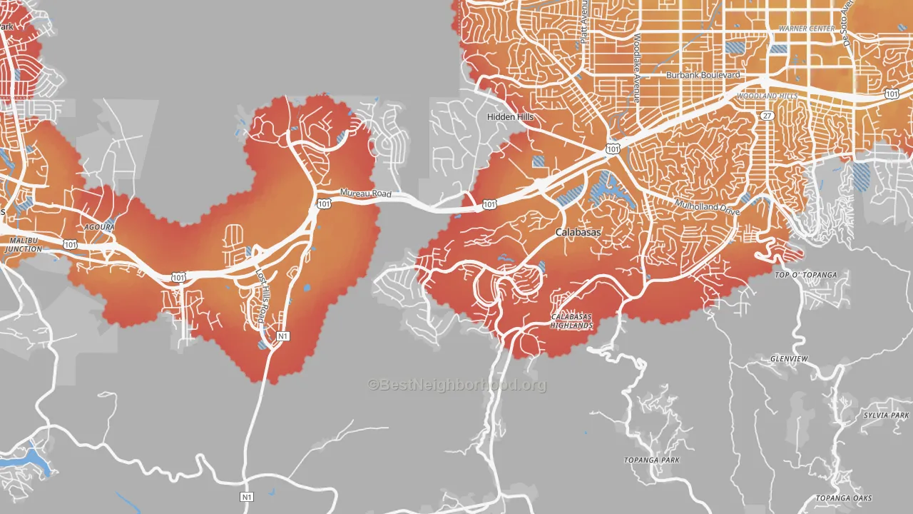 Transit Grade map of Calabasas, CA