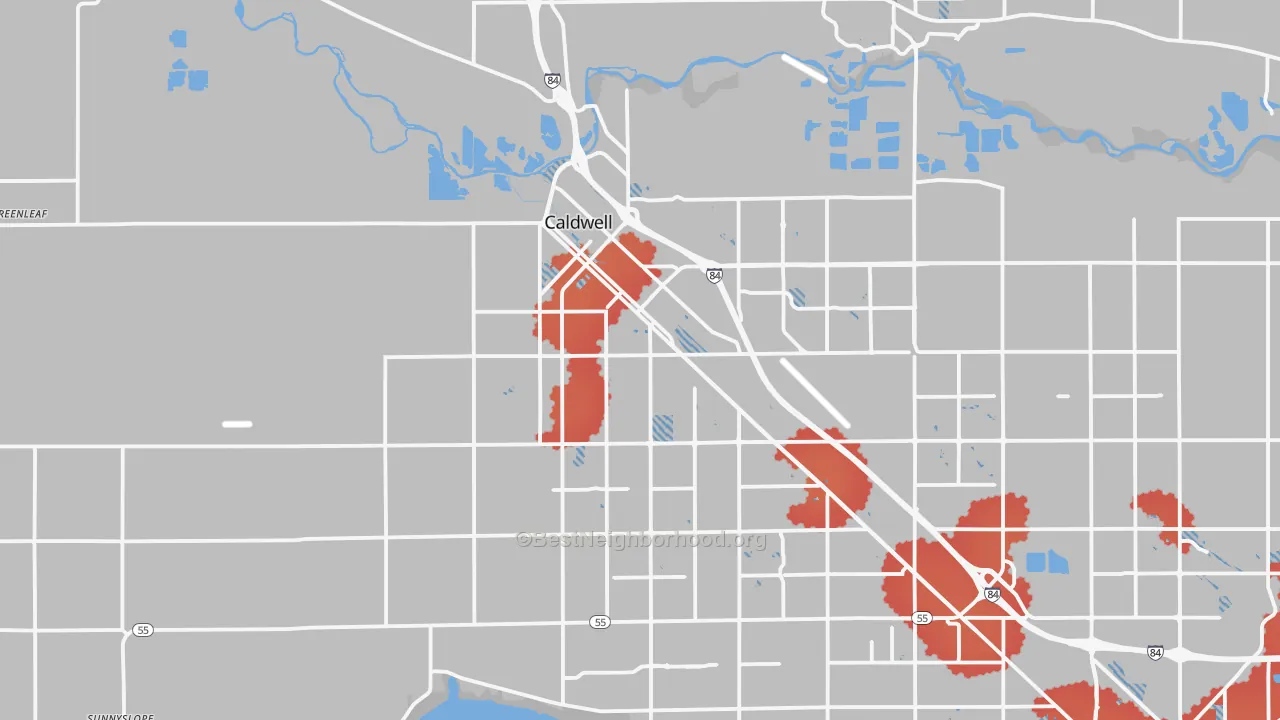 Transit Grade map of Caldwell, ID