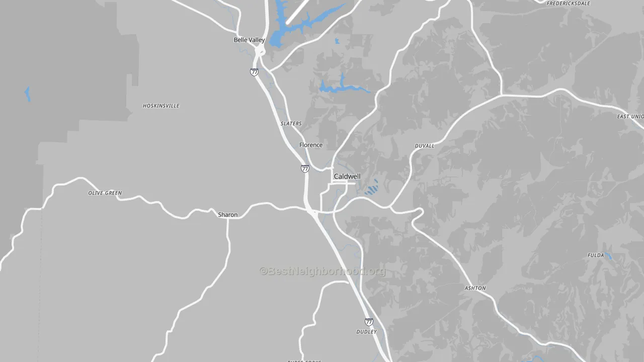Transit Grade map of Caldwell, OH