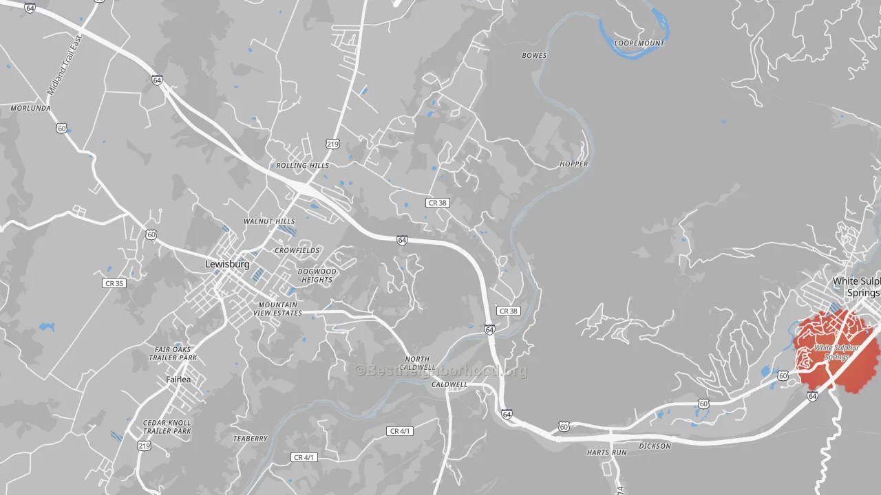 Transit Grade map of Caldwell, WV