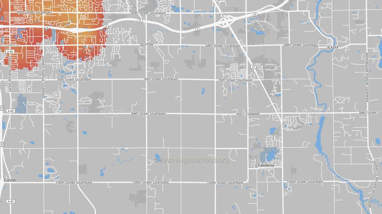 Transit Grade map of Caledonia, MI