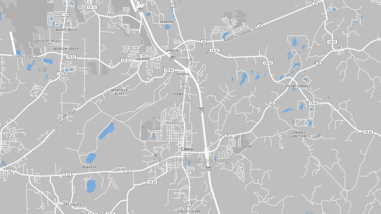 Transit Grade map of Calera, AL