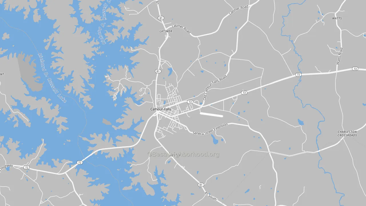 Transit Grade map of Calhoun Falls, SC