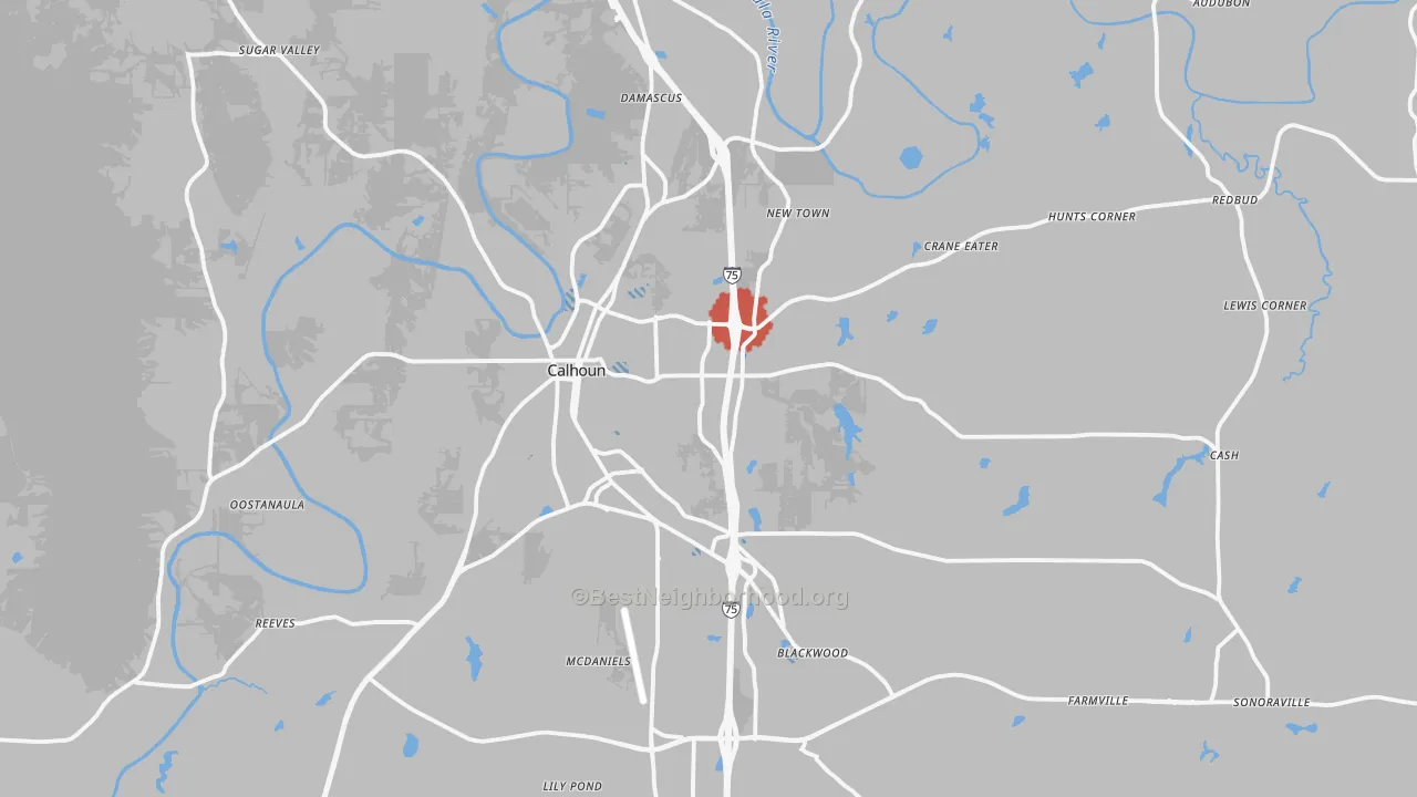 Transit Grade map of Calhoun, GA