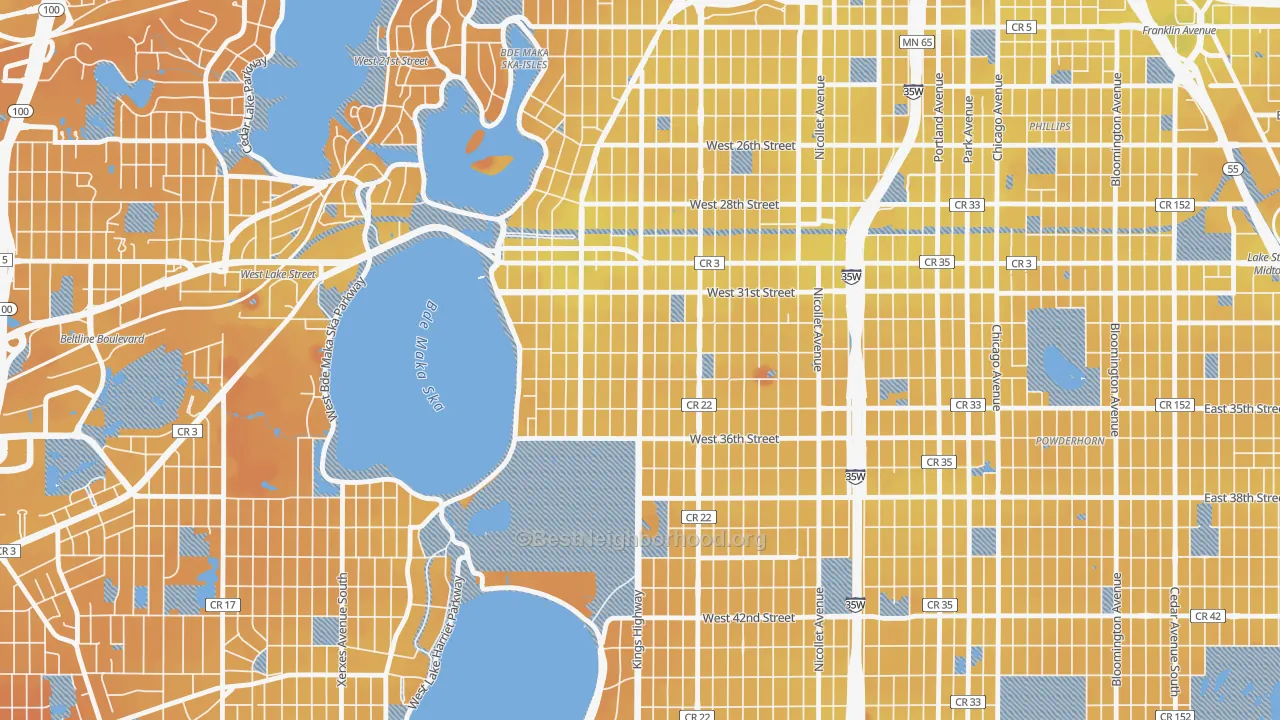 Transit Grade map of Calhoun, Minneapolis, MN