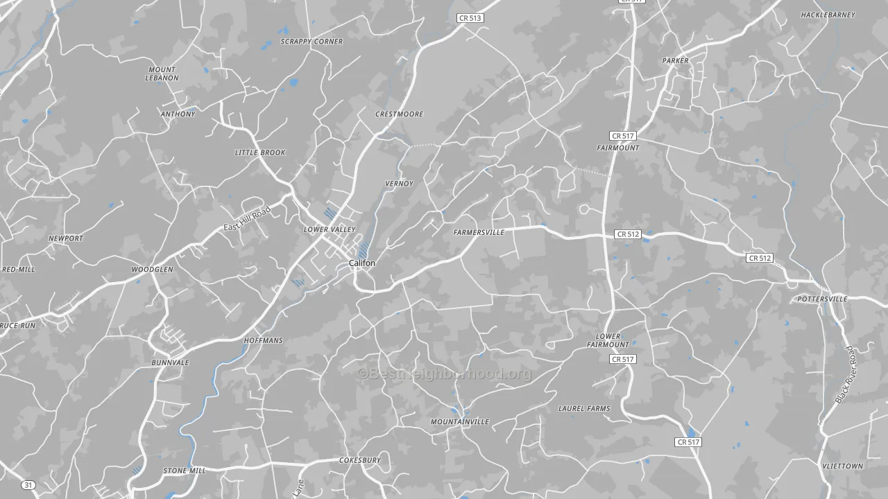 Transit Grade map of Califon, NJ