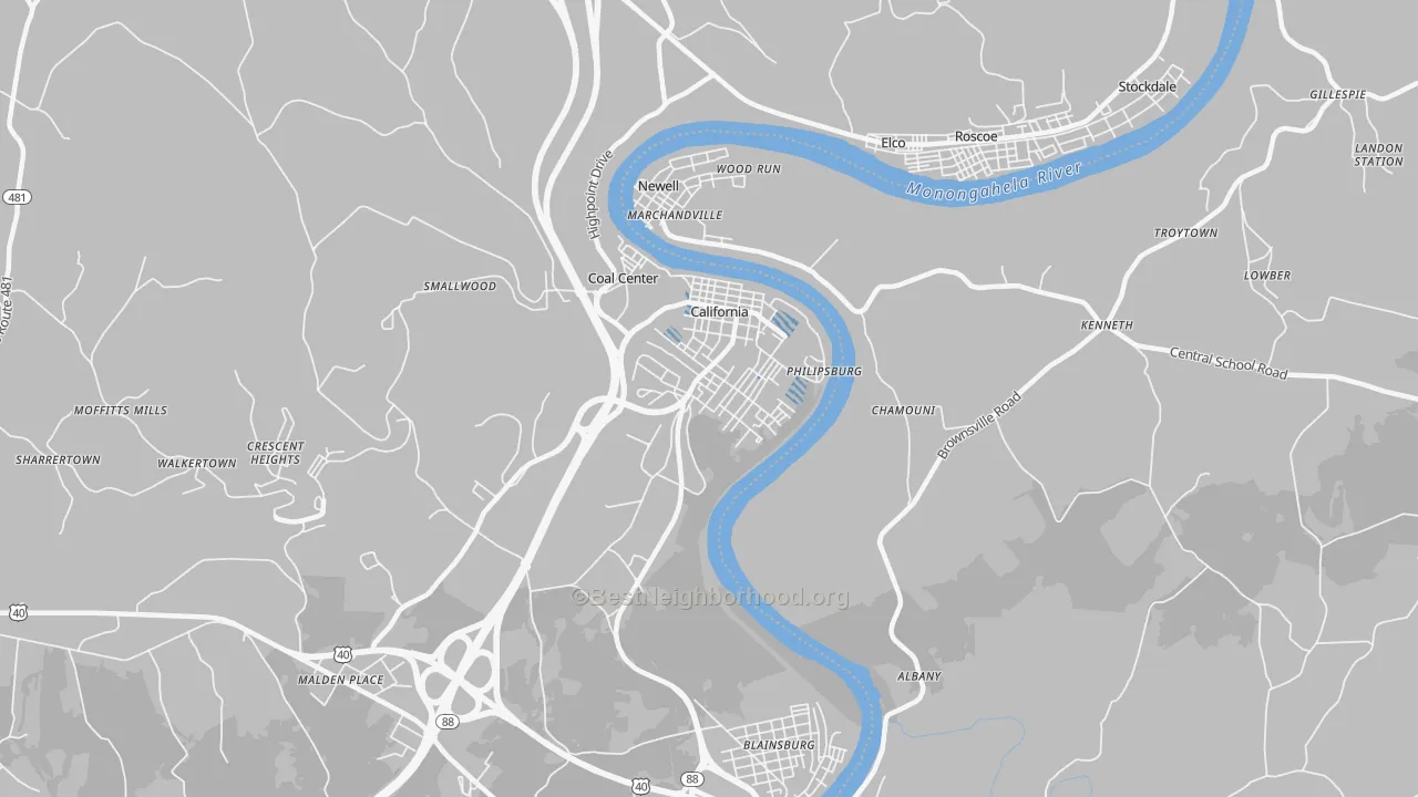 Transit Grade map of California, PA