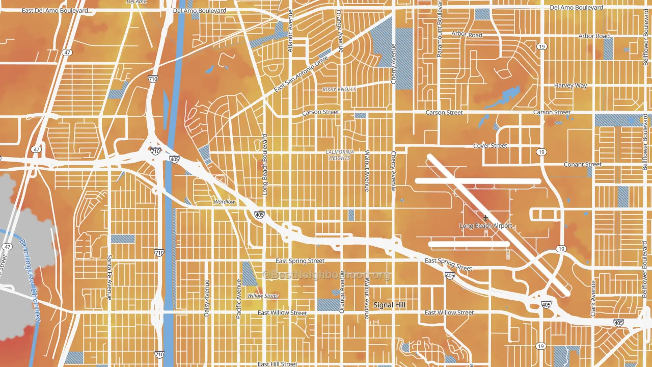 Transit Grade map of Californial Heights, Long Beach, CA