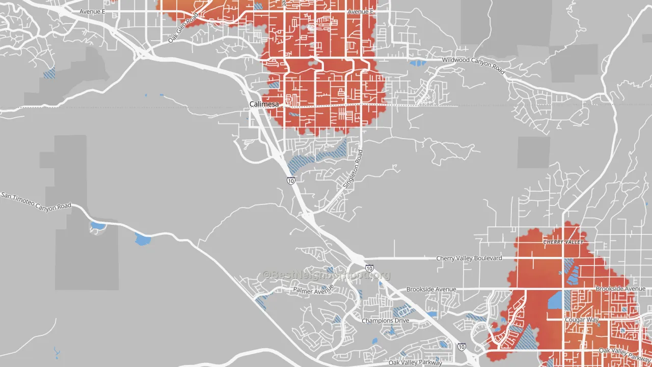 Transit Grade map of Calimesa, CA