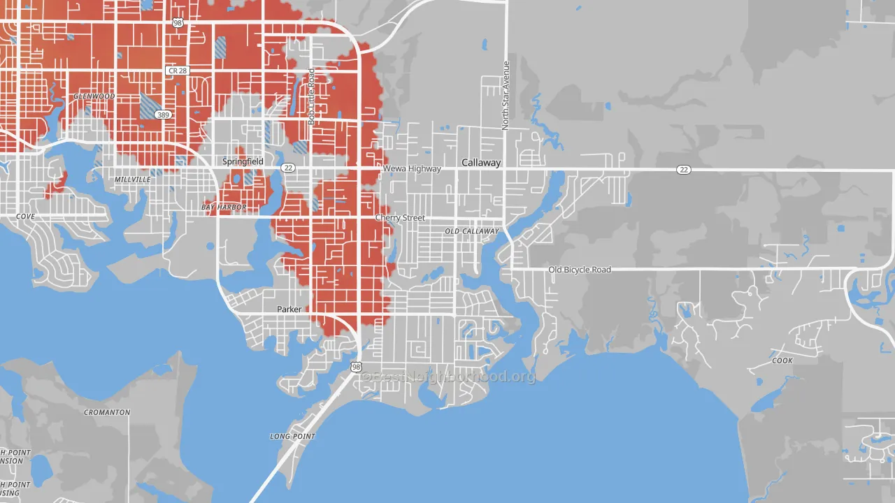 Transit Grade map of Callaway, FL