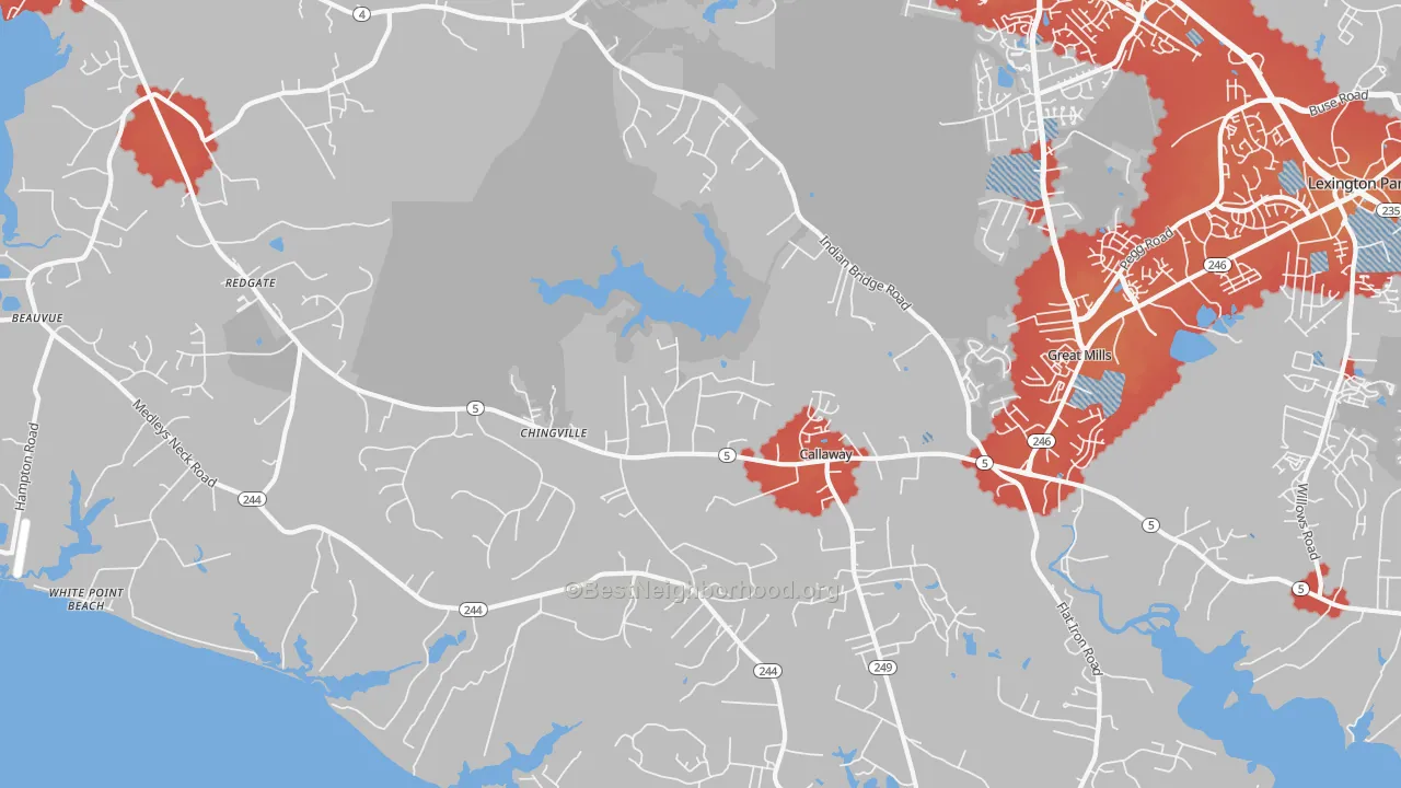 Transit Grade map of Callaway, MD