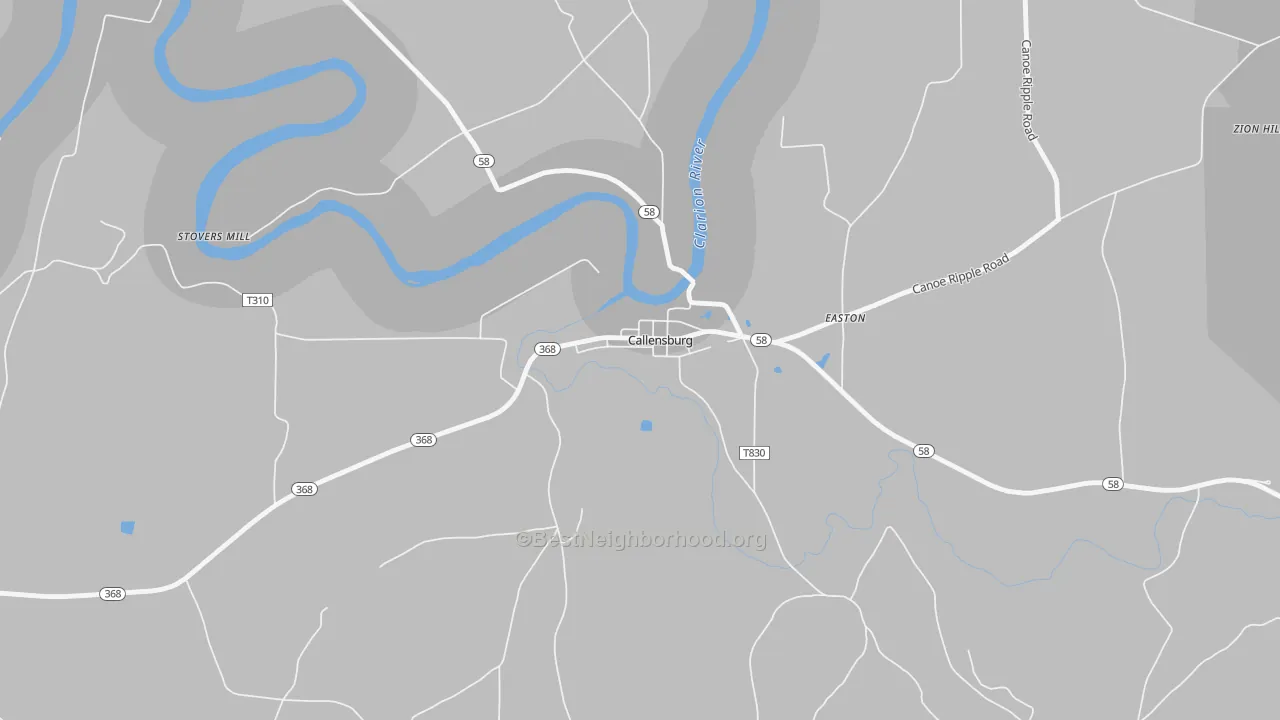 Transit Grade map of Callensburg, PA