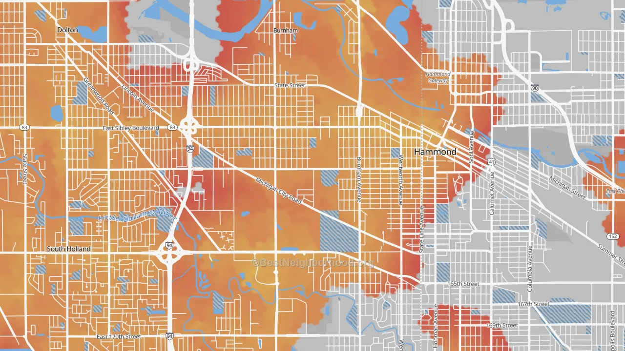 Transit Grade map of Calumet City, IL