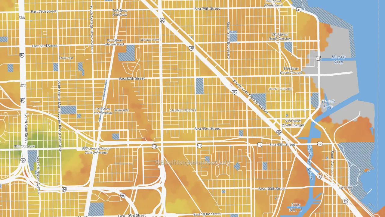 Transit Grade map of Calumet Heights, Chicago, IL