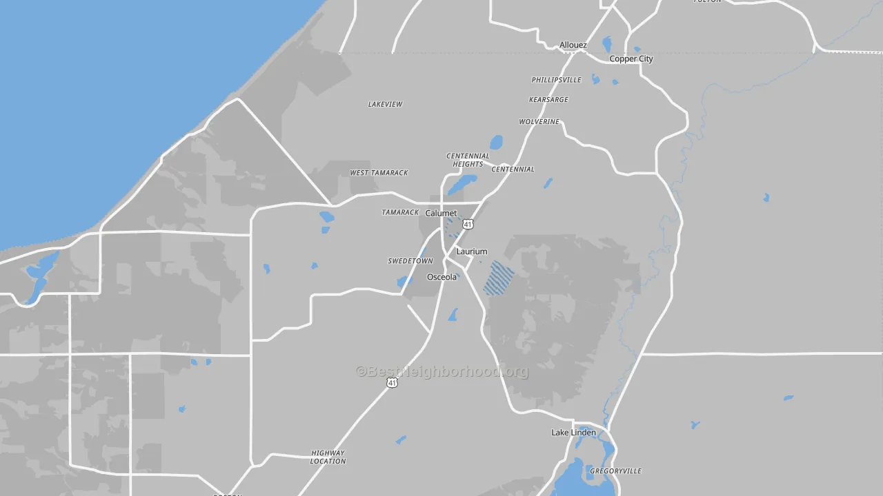 Transit Grade map of Calumet, MI