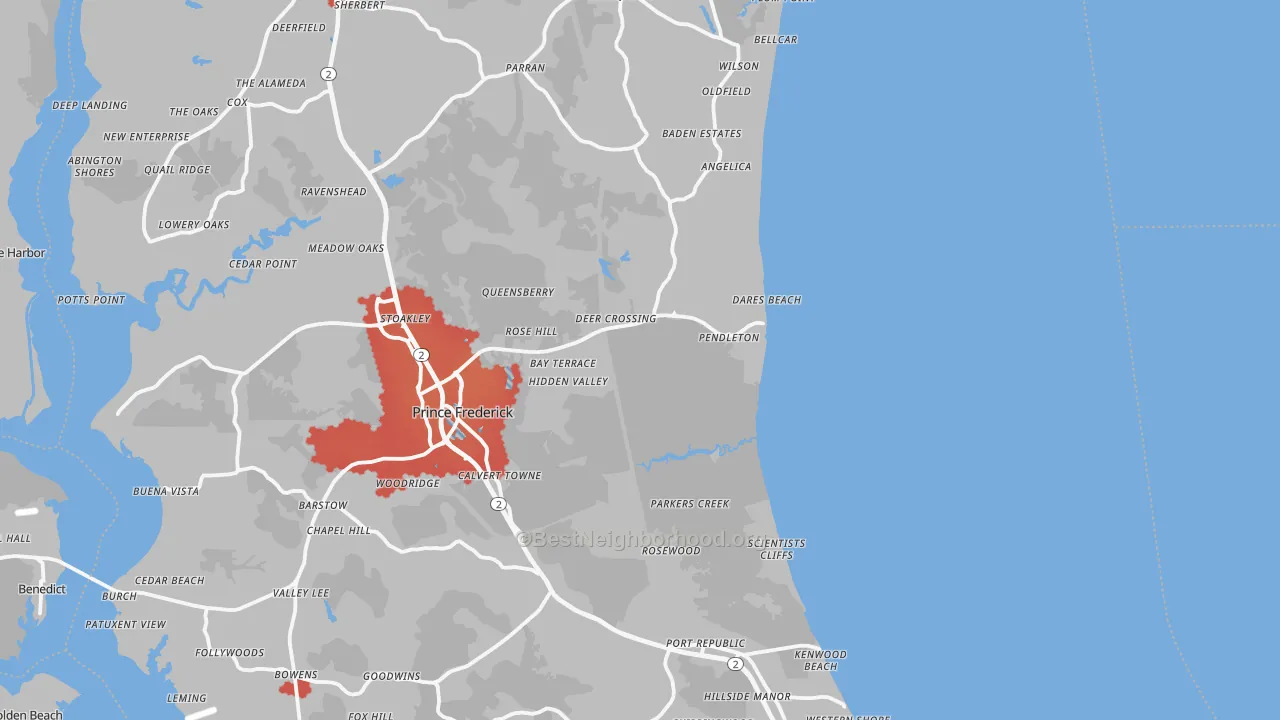 Transit Grade map of Calvert County, MD
