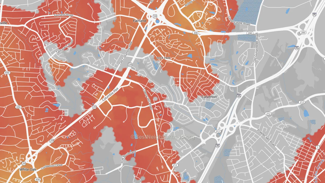 Transit Grade map of Calverton, MD