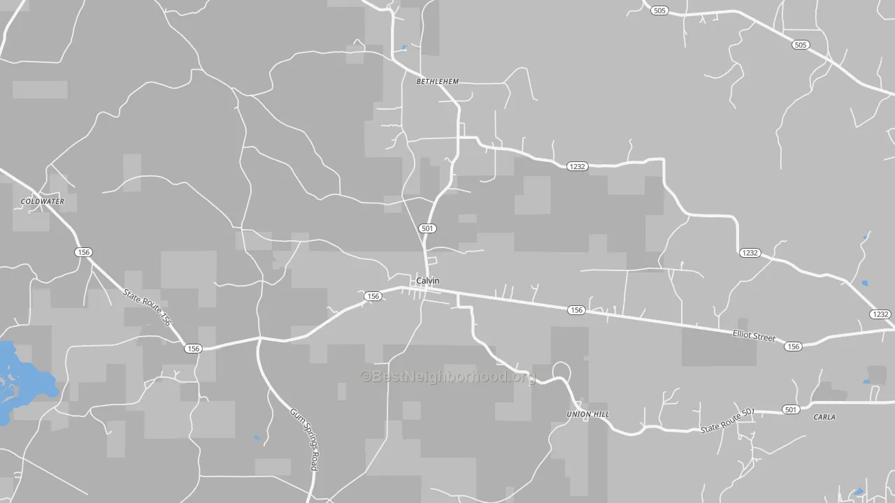 Transit Grade map of Calvin, LA