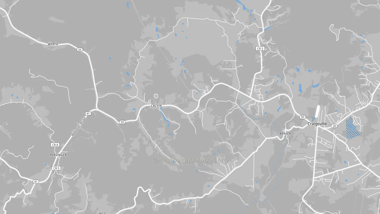 Transit Grade map of Calvin, WV