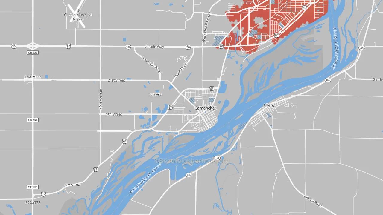 Transit Grade map of Camanche, IA