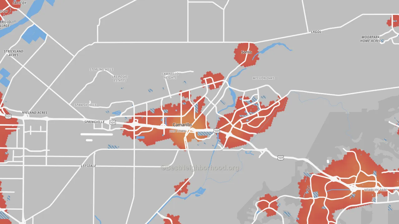 Transit Grade map of Camarillo, CA