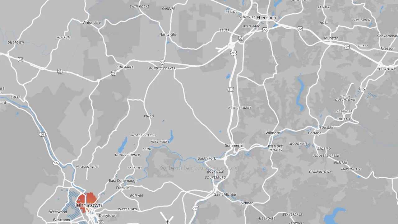 Transit Grade map of Cambria County, PA