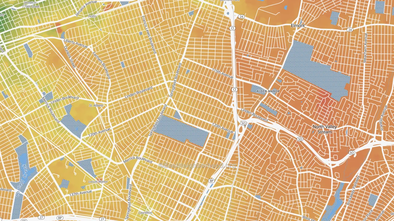 Transit Grade map of Cambria Heights, Queens, NY
