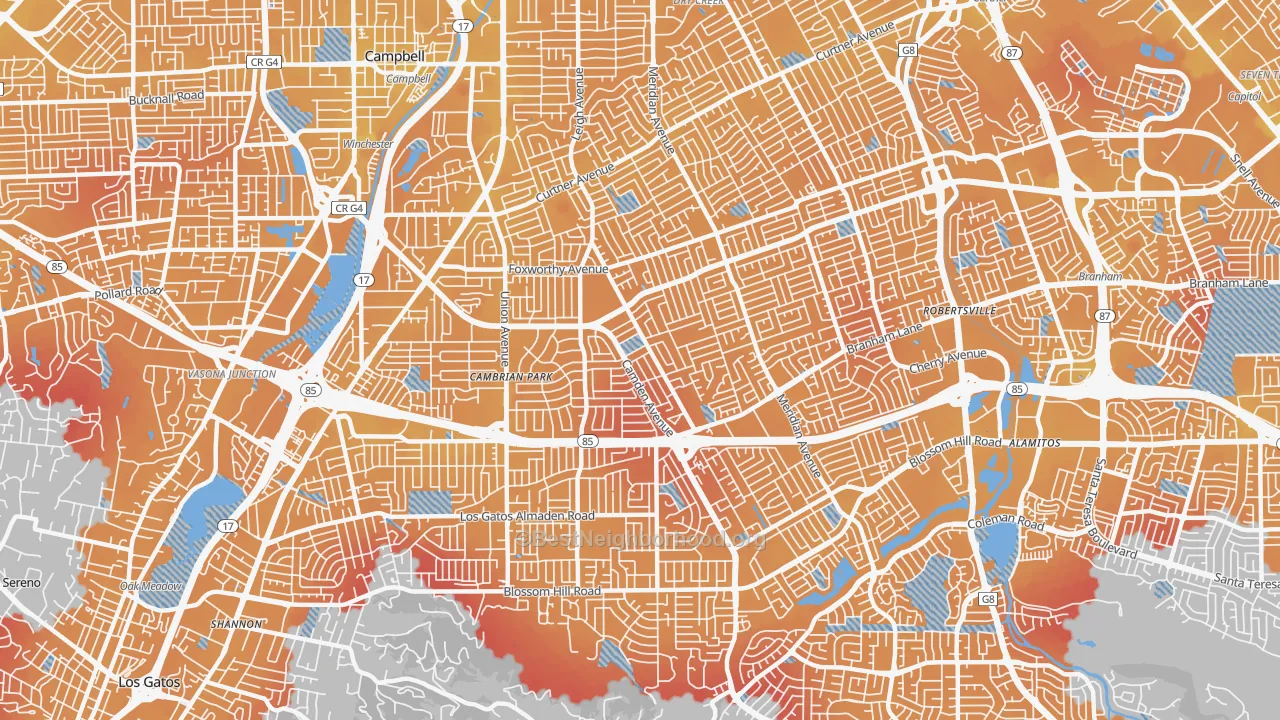 Transit Grade map of Cambrian Park, San Jose, CA
