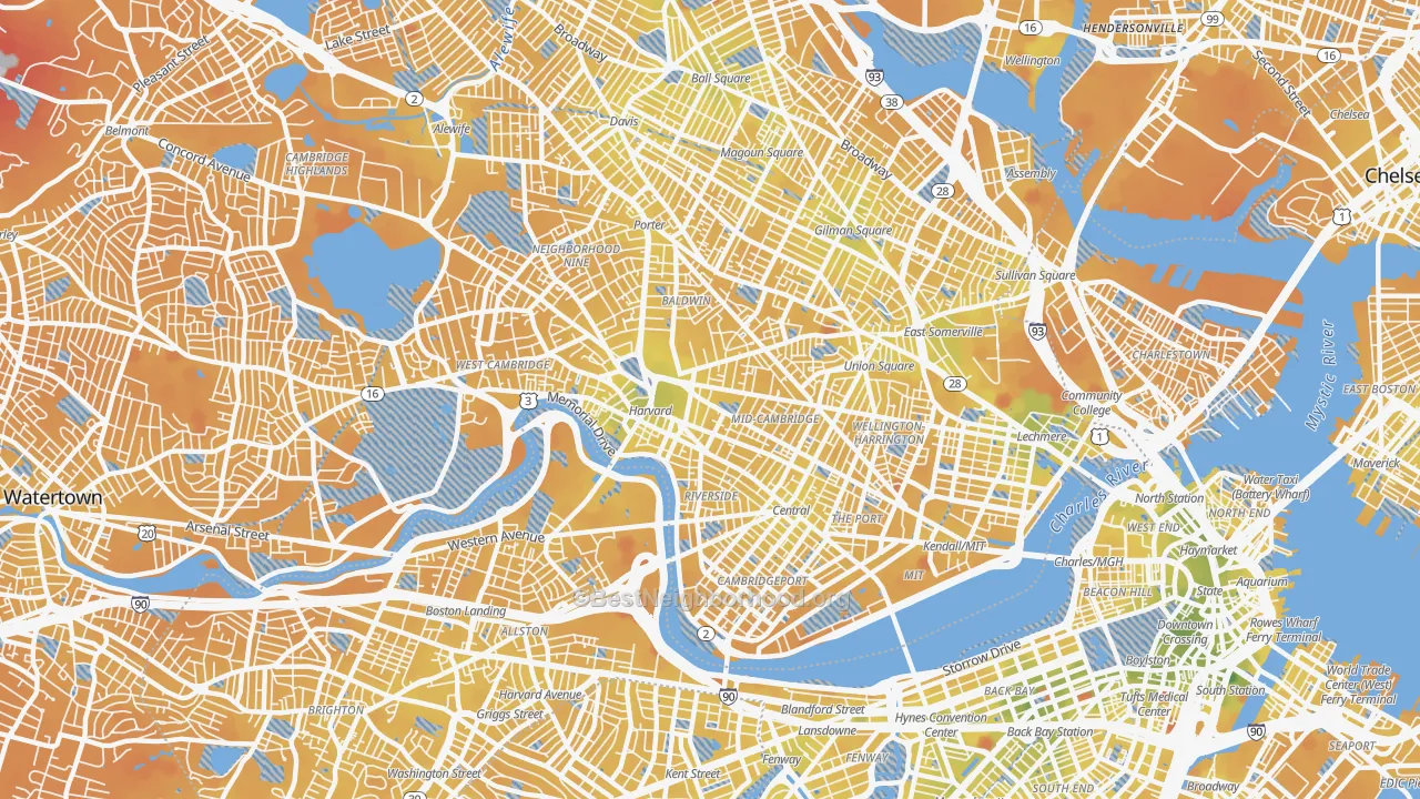 Transit Grade map of Cambridge, MA