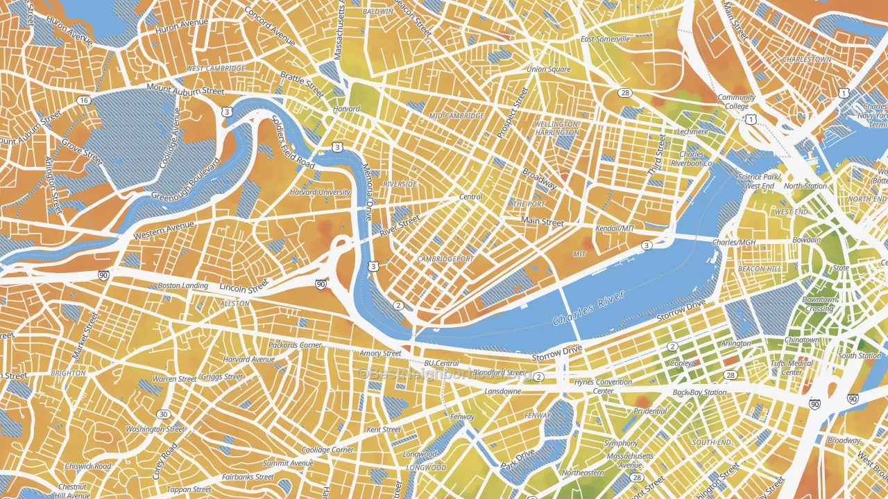 Transit Grade map of Cambridgeport, Cambridge, MA