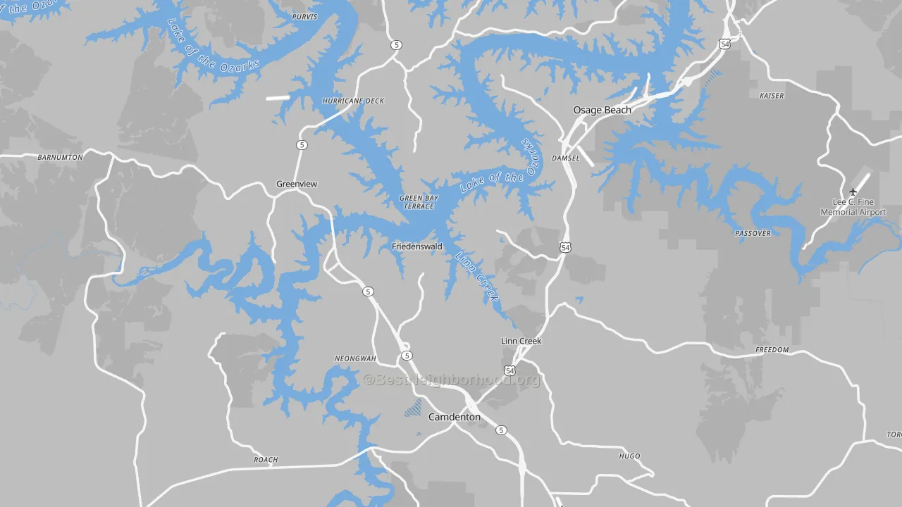 Transit Grade map of Camden County, MO