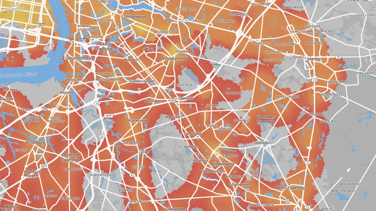 Transit Grade map of Camden County, NJ