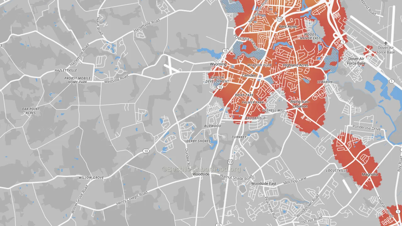 Transit Grade map of Camden, DE
