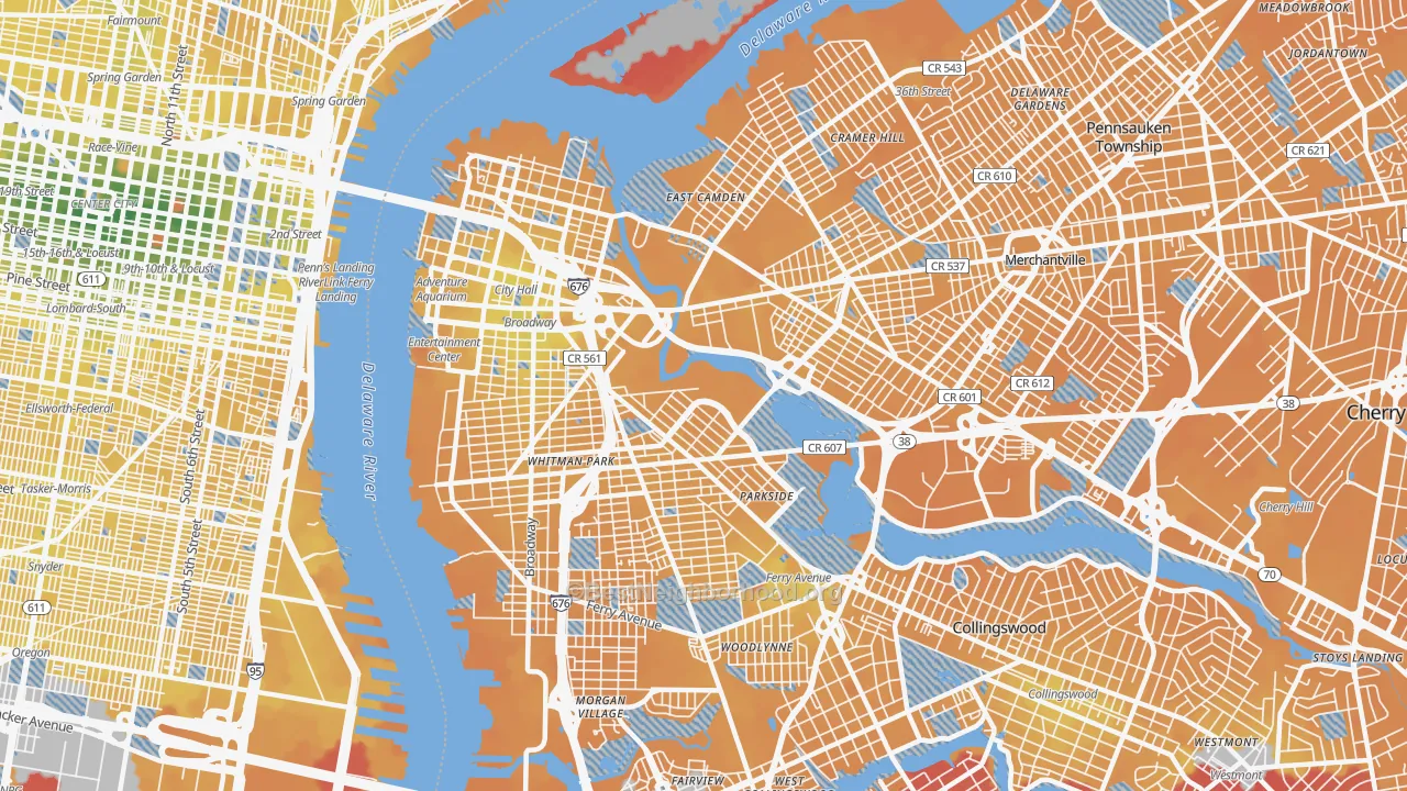 Transit Grade map of Camden, NJ