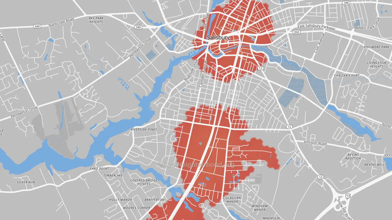 Transit Grade map of Camden, Salisbury, MD