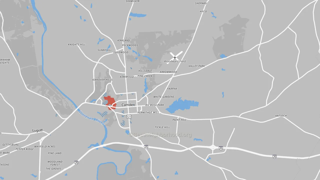 Transit Grade map of Camden, SC