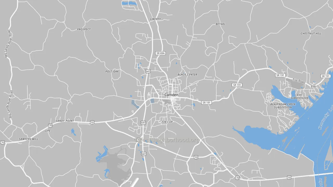 Transit Grade map of Camden, TN