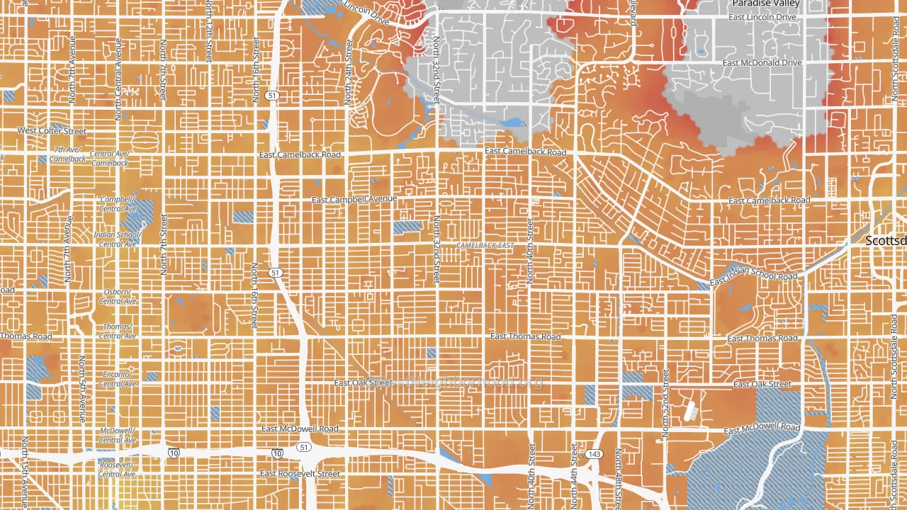 Transit Grade map of Camelback East, Phoenix, AZ