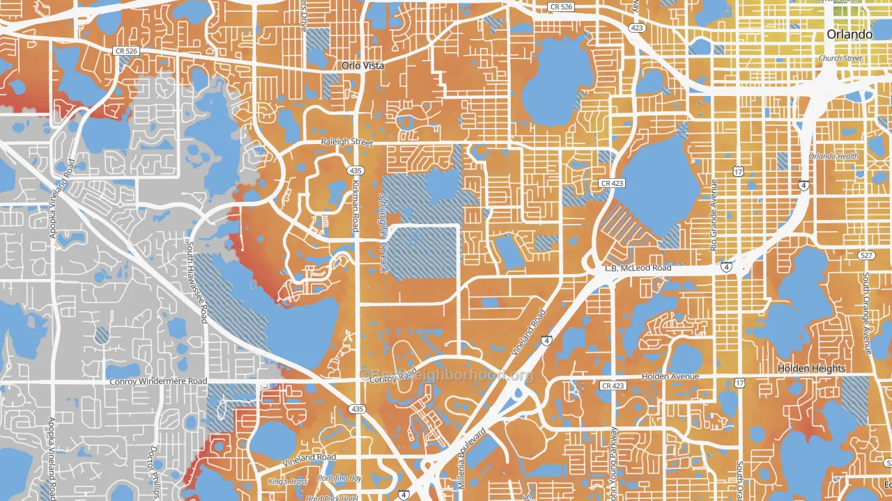 Transit Grade map of Camellia Gardens, Orlando, FL