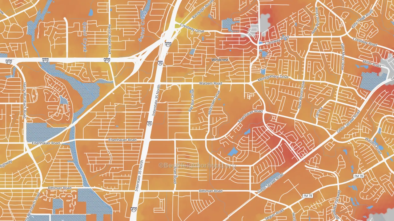 Transit Grade map of Camelot, San Antonio, TX