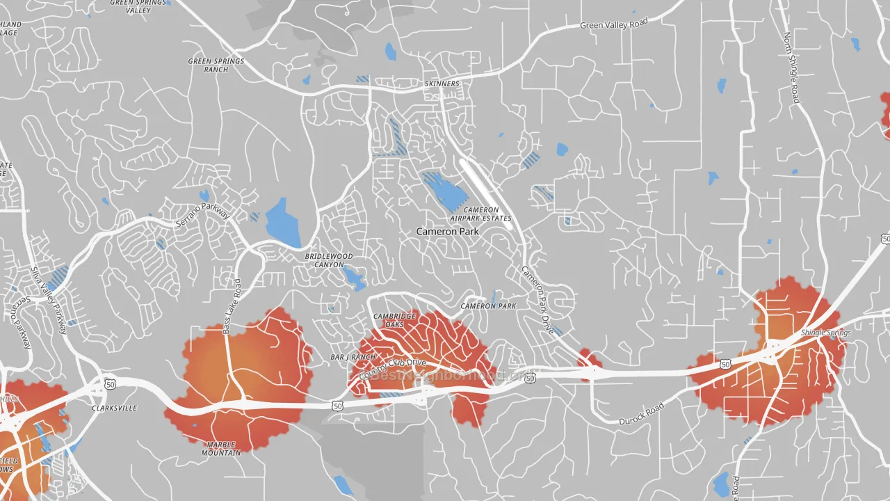 Transit Grade map of Cameron Park, CA
