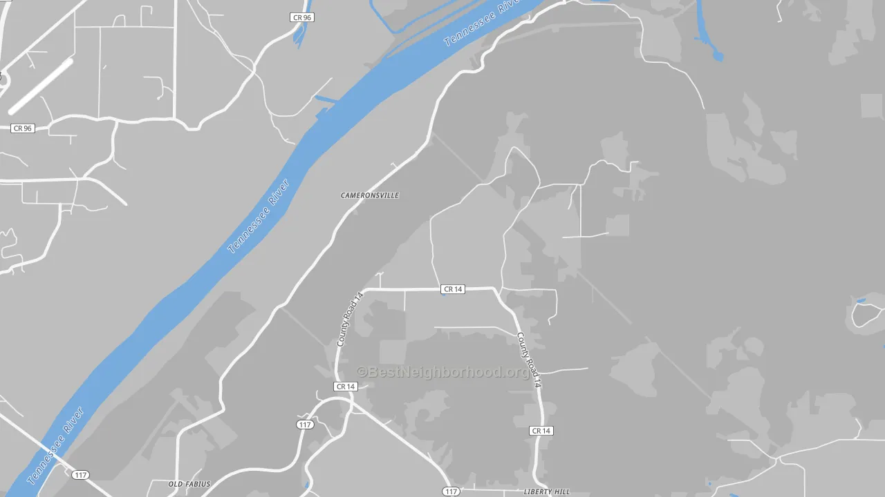 Transit Grade map of Cameronsville, AL