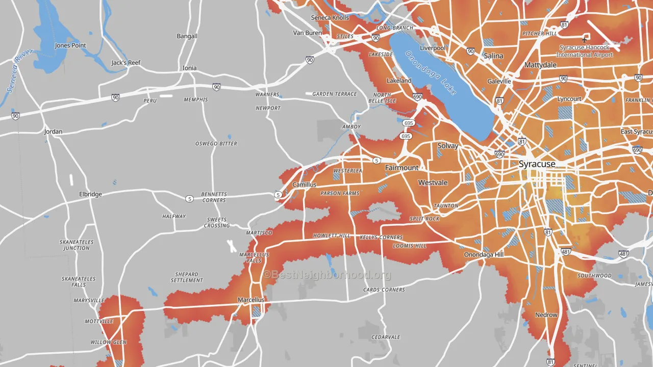 Transit Grade map of Camillus, NY