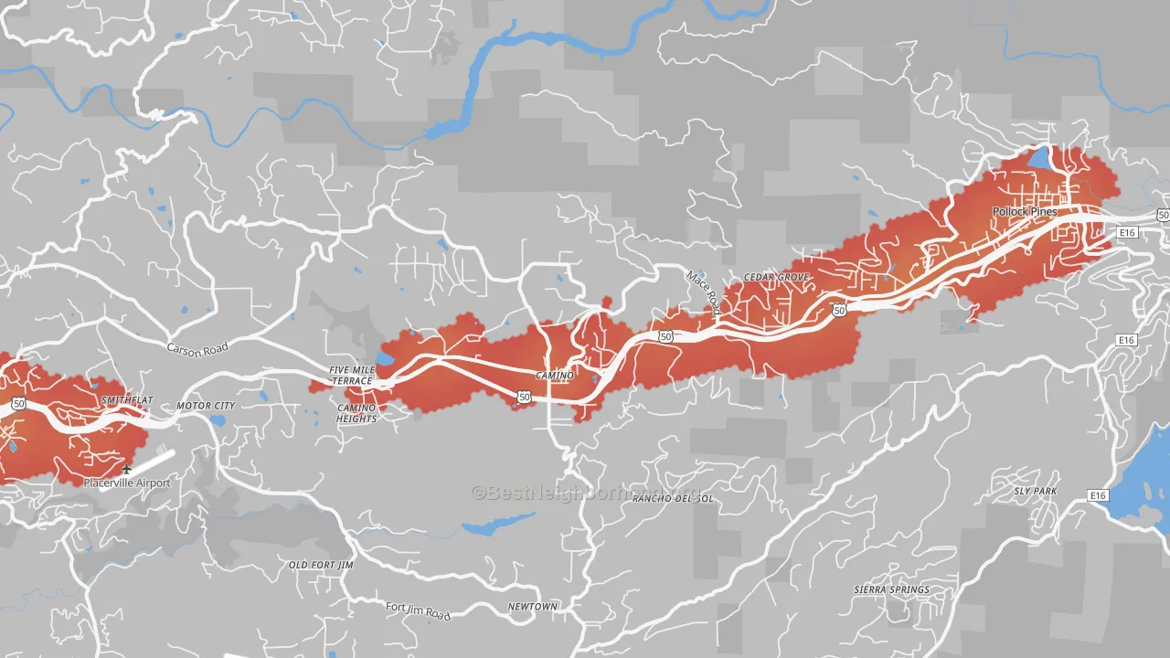 Transit Grade map of Camino, CA