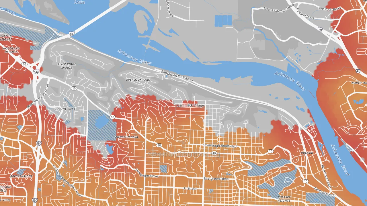 Transit Grade map of Cammack Village, AR