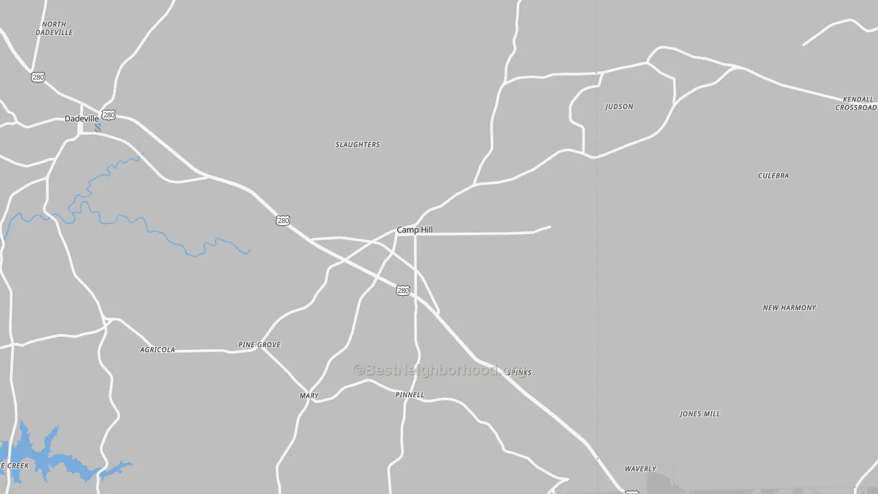 Transit Grade map of Camp Hill, AL